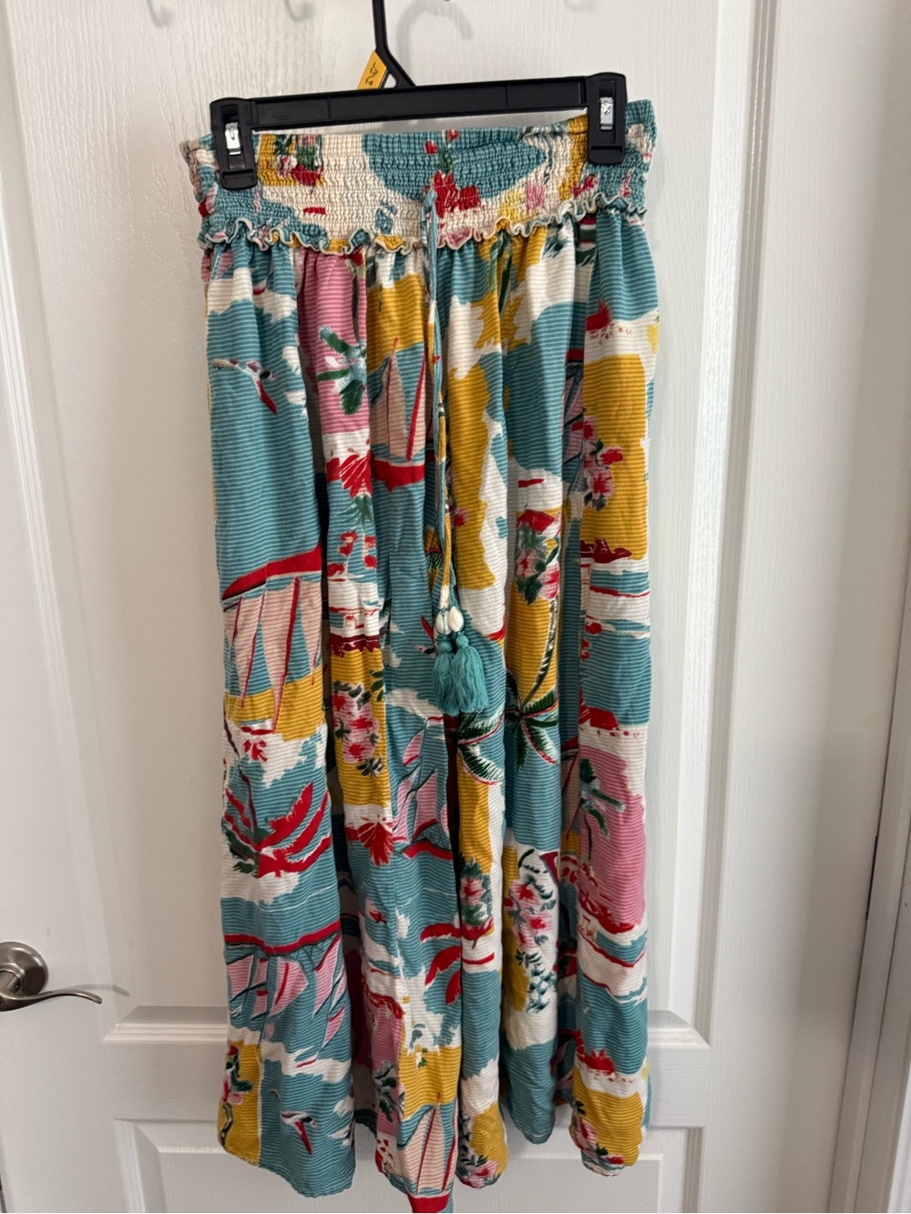 T.J.Maxx Teal Multi Floral Boho Maxi Skirt